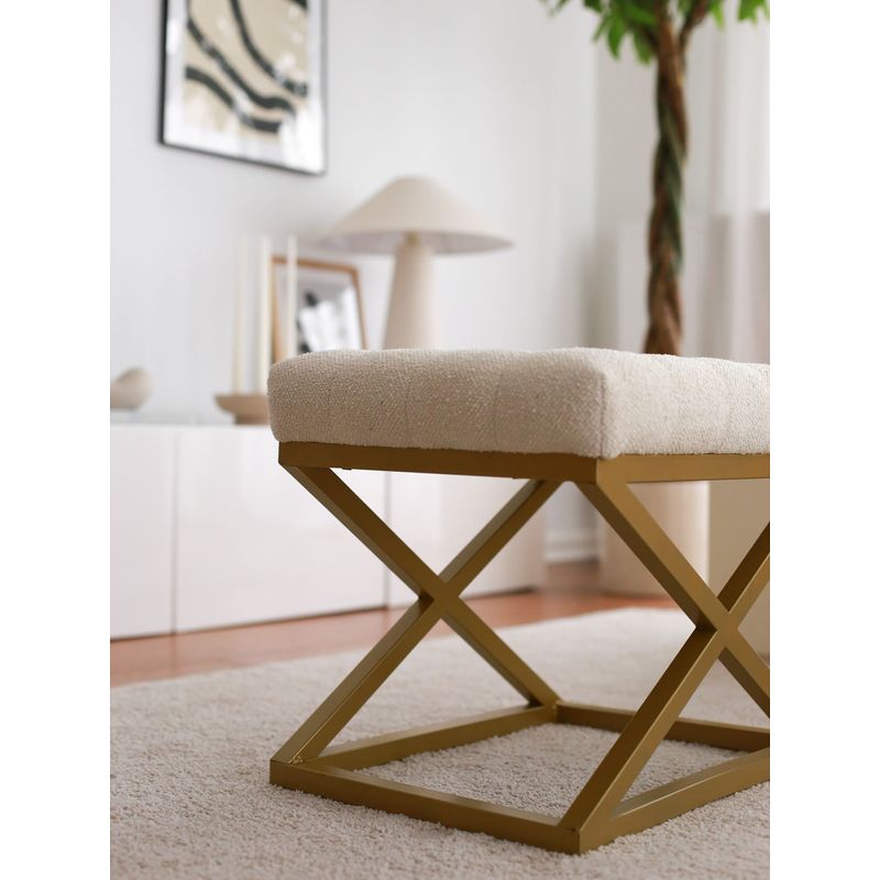 Casa si Gradina - Mobilier - Scaune si fotolii - Tabureti - Taburet, Atelier Del Sofa, metal, teddy, crem, 50x42x40 cm - Infinity.ro