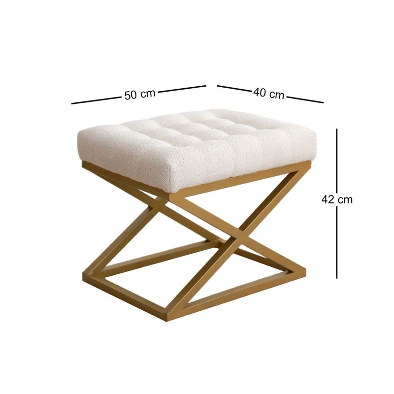 Casa si Gradina - Mobilier - Scaune si fotolii - Tabureti - Taburet, Atelier Del Sofa, metal, teddy, crem, 50x42x40 cm - Infinity.ro