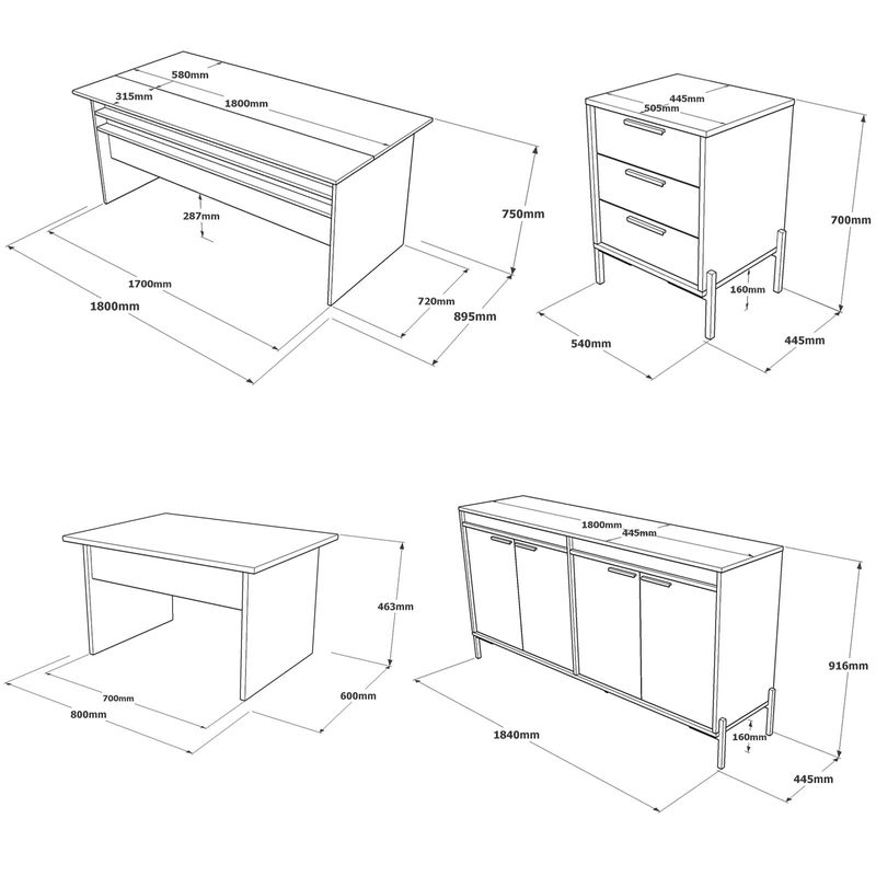 Casa si Gradina - Mobilier - Mobilier copii - Mobilier camera copiilor - Set mobilier camera copii, Hanah Home, pal melaminat, argintiu antracit - Infinity.ro