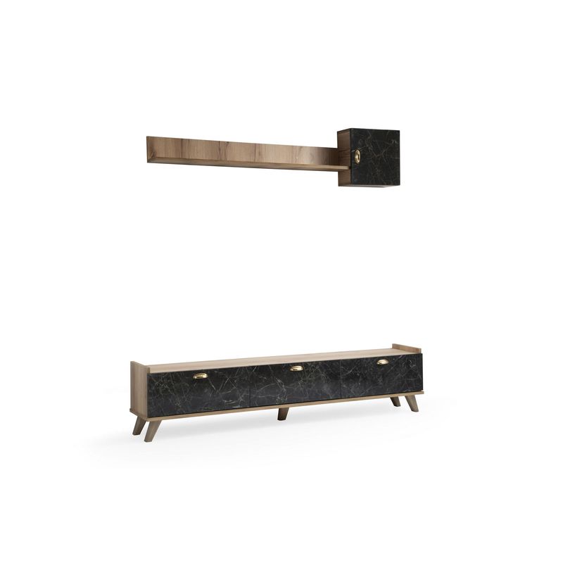 Casa si Gradina - Mobilier - Comode si corpuri - Console - Unitate tv, Hanah Home, pal melaminat, stejar marmura, 178x34.6x44.8 cm - Infinity.ro