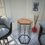 Casa si Gradina - Mobilier - Mese si birouri - Mese living - Masuta laterala, Hanah Home, pal melaminat, nuc si negru, 40x35x62 cm - Infinity.ro