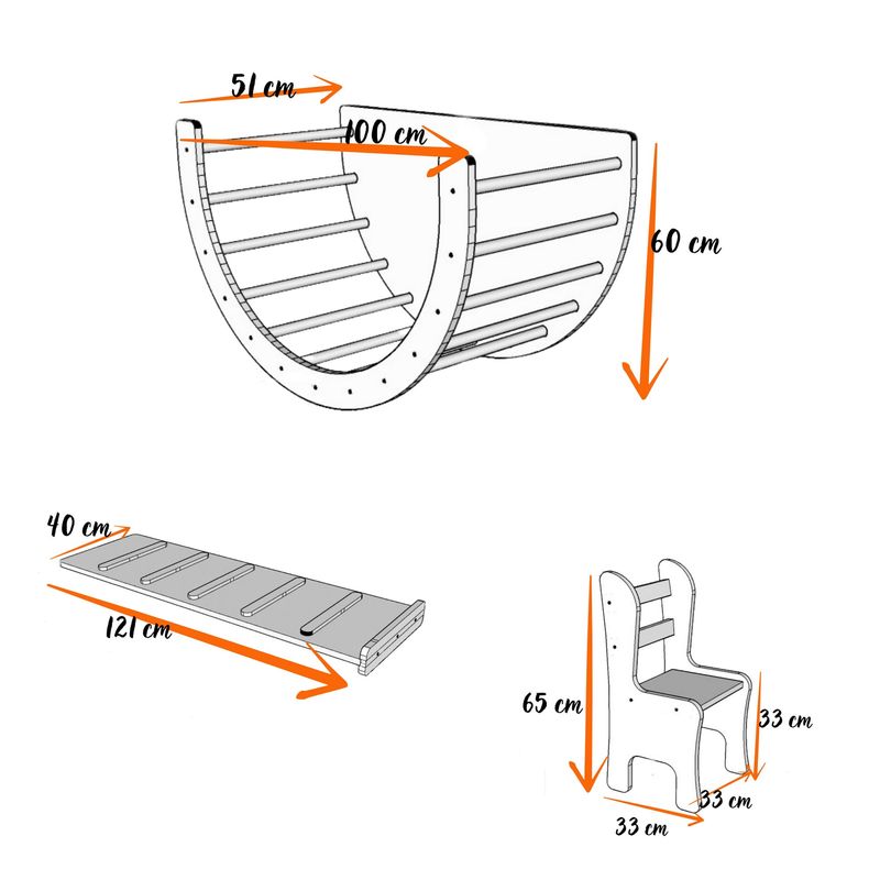 Jucarii, Copii si Bebe - Jucarii si jocuri - Jucarii de exterior - Spatii de joaca si accesorii - Set de catarat pikler, Hanah Home, mdf, maro, 100x60x51 cm - Infinity.ro