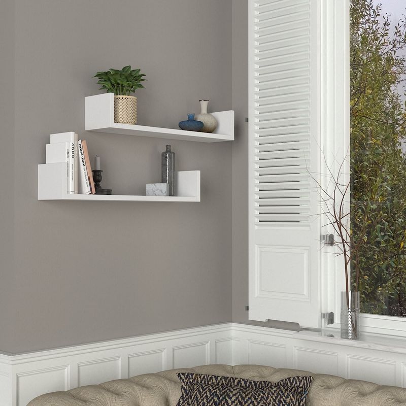 Casa si Gradina - Mobilier - Biblioteci si rafturi - Rafturi - Raft de perete, Hanah Home, pal melaminat, alb, 63x14.5x14.5 cm - Infinity.ro