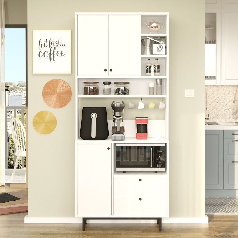 Casa si Gradina - Mobilier - Comode si corpuri - Corpuri bucatarie - Dulap multifunctional, Hanah Home, panou de particule melaminat, alb, 88x35,5x205 cm - Infinity.ro