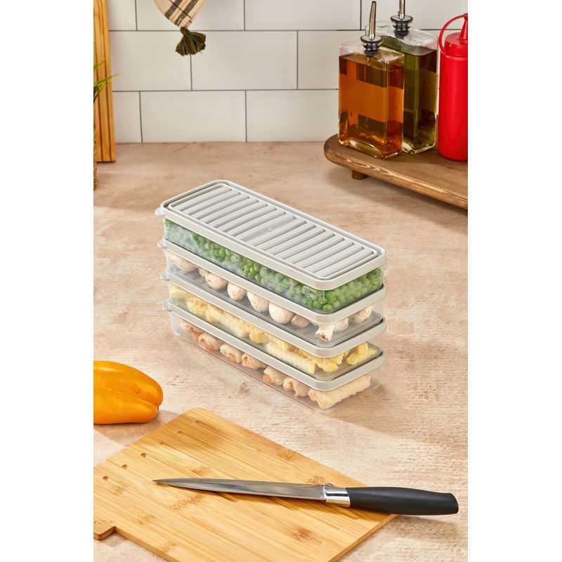 Casa si Gradina - Bucatarie si vesela - Organizare si depozitare bucatarie - Cutii alimentare - Set cutii depozitare, Hermia, plastic, crem, 26.5x5x10.5 cm, 4 bucati - Infinity.ro