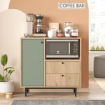 Casa si Gradina - Mobilier - Comode si corpuri - Corpuri bucatarie - Dulap multifunctional, Hanah Home, pal melaminat, stejar si verde, 88x35.5x85 cm - Infinity.ro