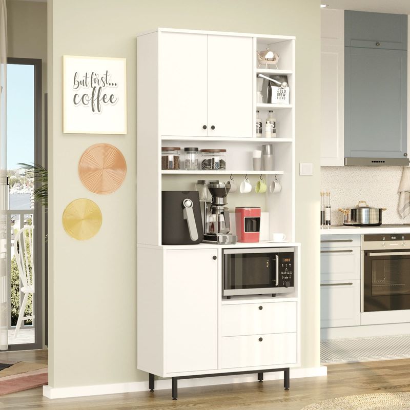 Casa si Gradina - Mobilier - Comode si corpuri - Corpuri bucatarie - Dulap multifunctional, Hanah Home, panou de particule melaminat, alb, 88x35,5x205 cm - Infinity.ro
