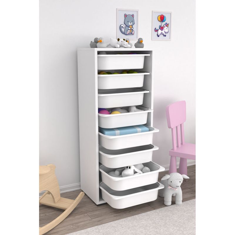 Casa si Gradina - Mobilier - Organizare si depozitare - Cutii depozitare - Dulap multifunctional, Hanah Home, PAL melaminat, alb, 45.5x30x109 cm - Infinity.ro