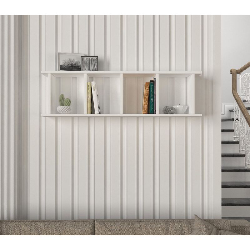Casa si Gradina - Mobilier - Biblioteci si rafturi - Etajere - Etajera, Hanah Home, pal melaminat, alb, 120x33.6x19.5 cm - Infinity.ro
