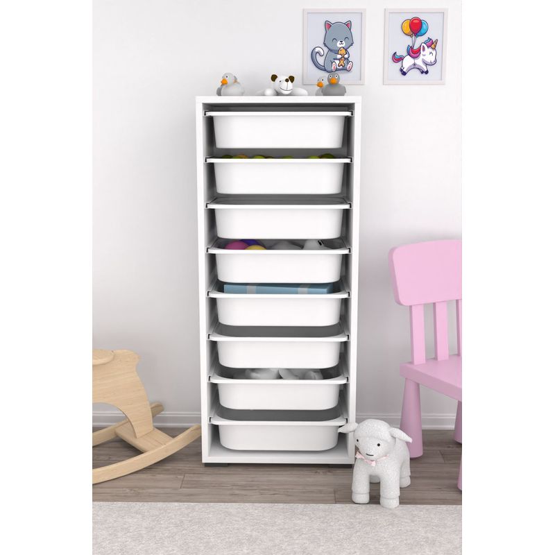 Casa si Gradina - Mobilier - Organizare si depozitare - Cutii depozitare - Dulap multifunctional, Hanah Home, PAL melaminat, alb, 45.5x30x109 cm - Infinity.ro