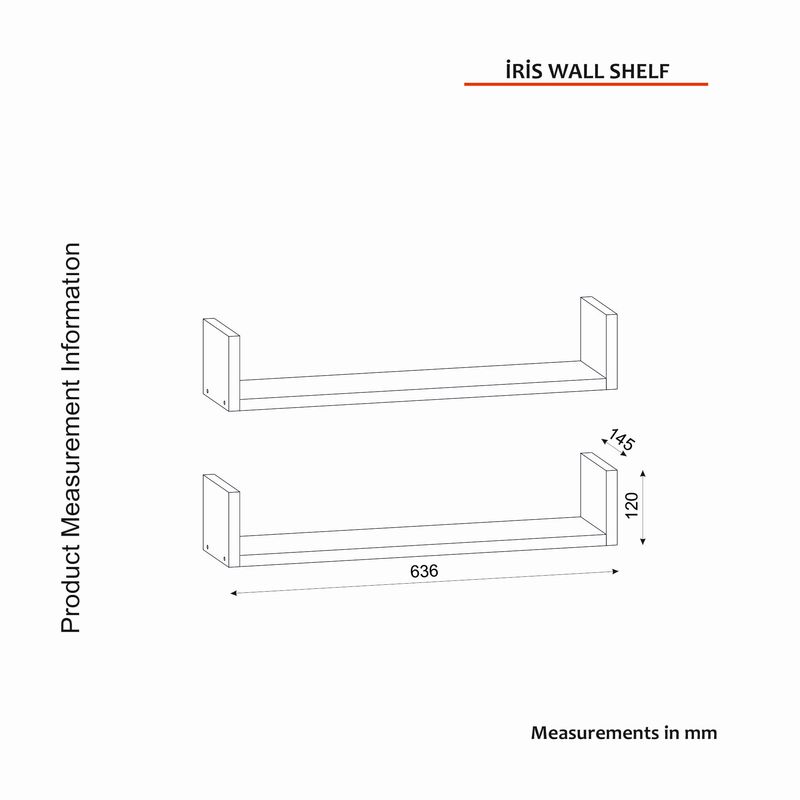 Casa si Gradina - Mobilier - Biblioteci si rafturi - Rafturi - Raft de perete, Hanah Home, pal melaminat, alb, 63x14.5x14.5 cm - Infinity.ro