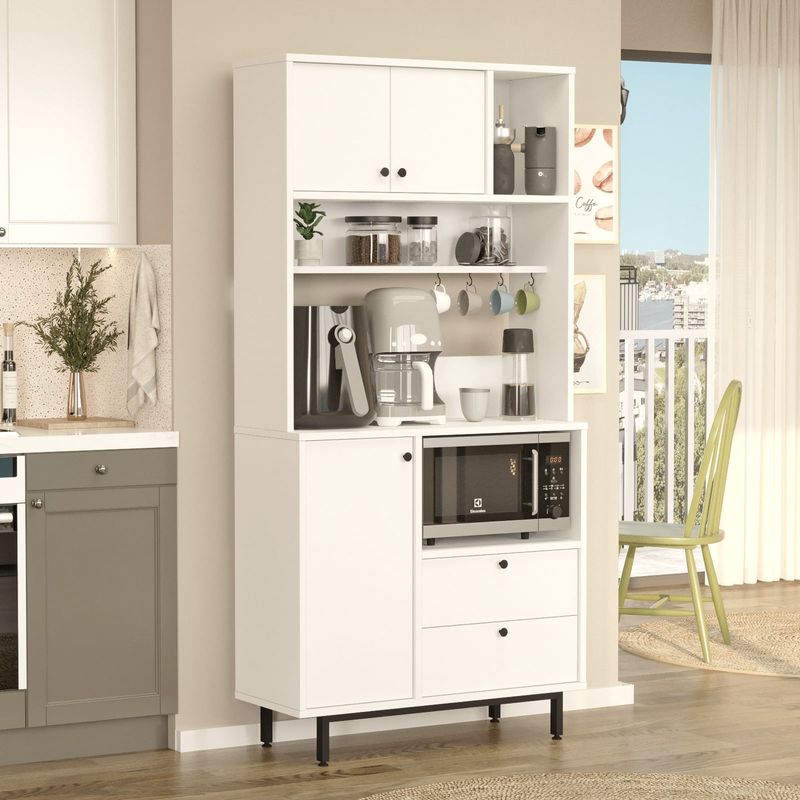 Casa si Gradina - Mobilier - Comode si corpuri - Corpuri bucatarie - Dulap multifunctional, Hanah Home, panou de particule melaminat, alb, 88x35.5x180 cm - Infinity.ro