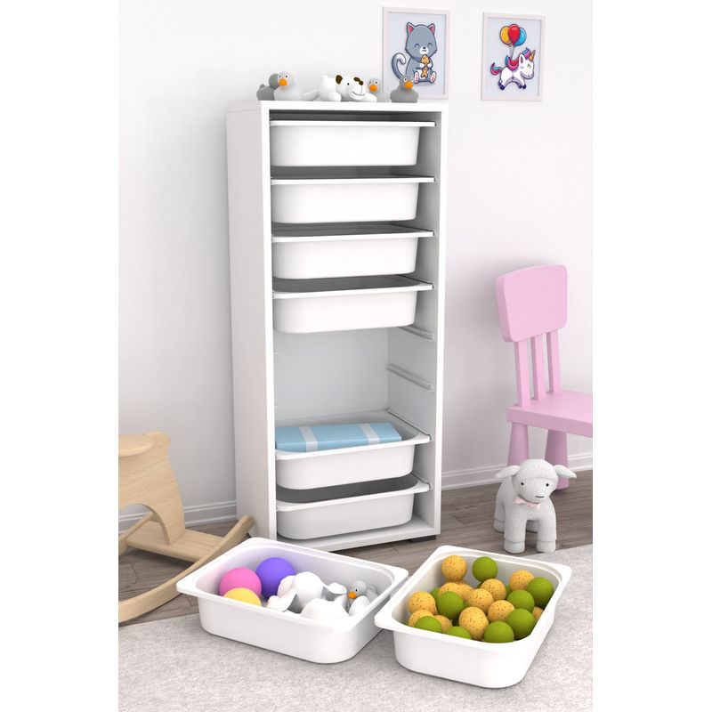 Casa si Gradina - Mobilier - Organizare si depozitare - Cutii depozitare - Dulap multifunctional, Hanah Home, PAL melaminat, alb, 45.5x30x109 cm - Infinity.ro