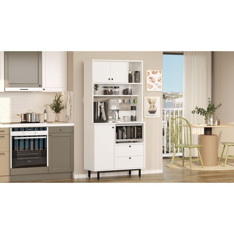 Casa si Gradina - Mobilier - Comode si corpuri - Corpuri bucatarie - Dulap multifunctional, Hanah Home, panou de particule melaminat, alb, 88x35.5x180 cm - Infinity.ro