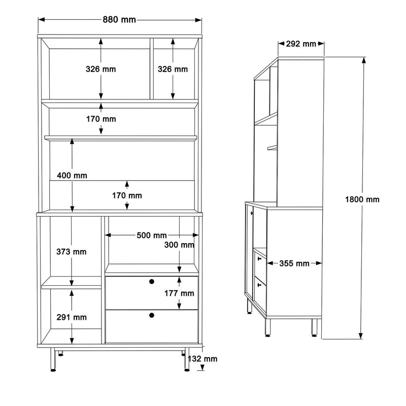 Casa si Gradina - Mobilier - Comode si corpuri - Corpuri bucatarie - Dulap multifunctional, Hanah Home, panou de particule melaminat, alb, 88x35.5x180 cm - Infinity.ro