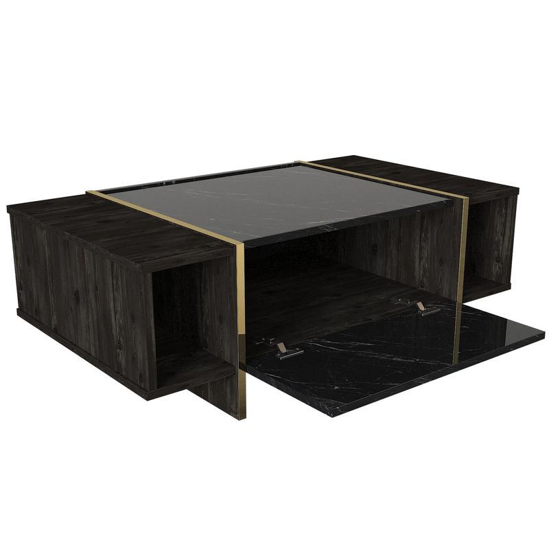 Casa si Gradina - Mobilier - Mese si birouri - Masute de cafea - Masuta de cafea, Hanah Home, pal melaminat, negru auriu, 103.8x60x37.3 cm - Infinity.ro