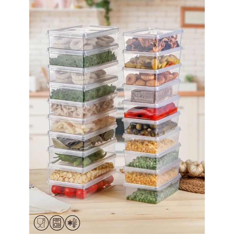 Casa si Gradina - Bucatarie si vesela - Organizare si depozitare bucatarie - Cutii alimentare - Set cutii de depozitare, Hermia, plastic, transparent, 14x24x6 cm, 2000 ml, 20 piese - Infinity.ro