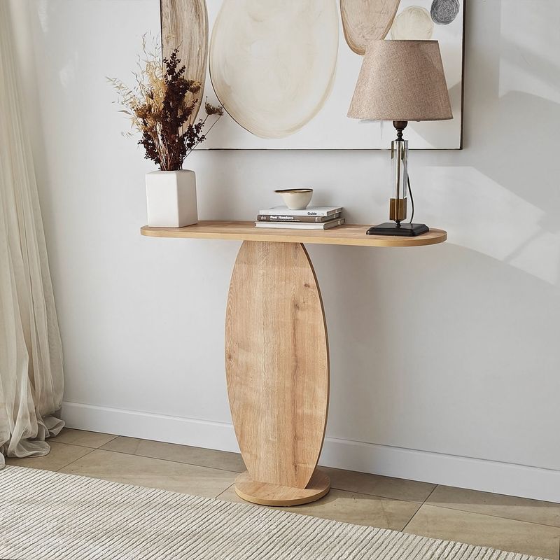 Casa si Gradina - Mobilier - Comode si corpuri - Console - Consola, Hanah Home, pal melaminat, stejar safir, 100x30x81 cm - Infinity.ro