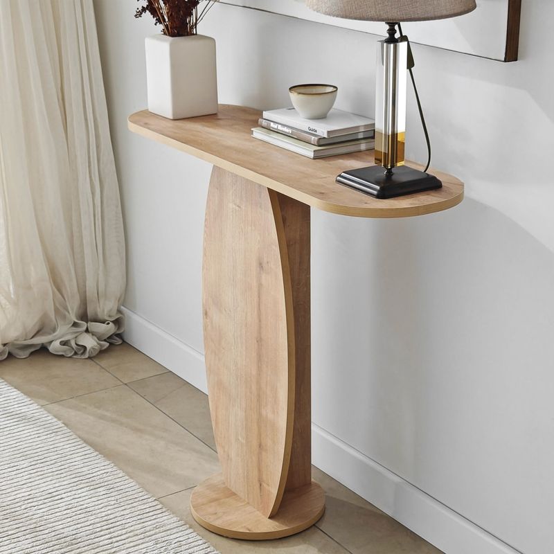 Casa si Gradina - Mobilier - Comode si corpuri - Console - Consola, Hanah Home, pal melaminat, stejar safir, 100x30x81 cm - Infinity.ro