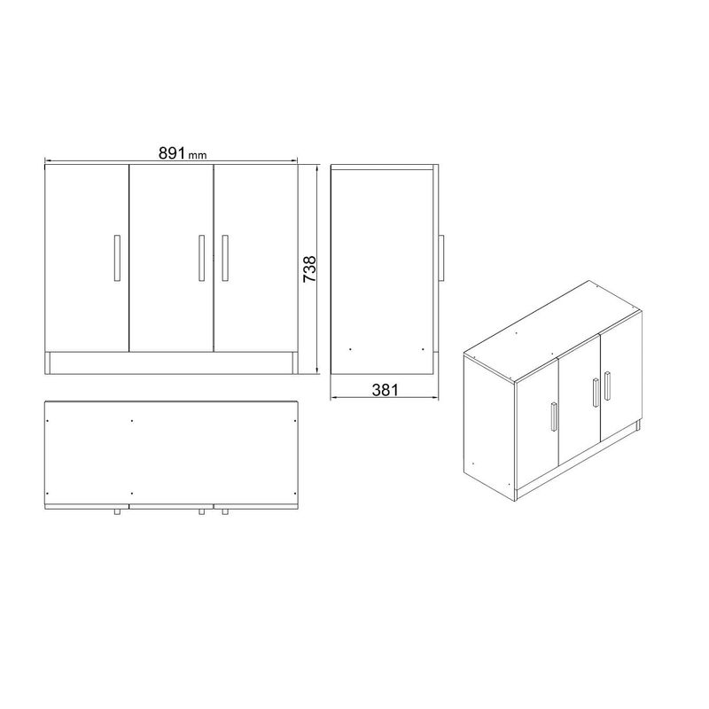Casa si Gradina - Mobilier - Mese si birouri - Birouri - Set mobilier birou, Hanah Home, pal melaminat, nuc antracit, 956LCS2113 - Infinity.ro