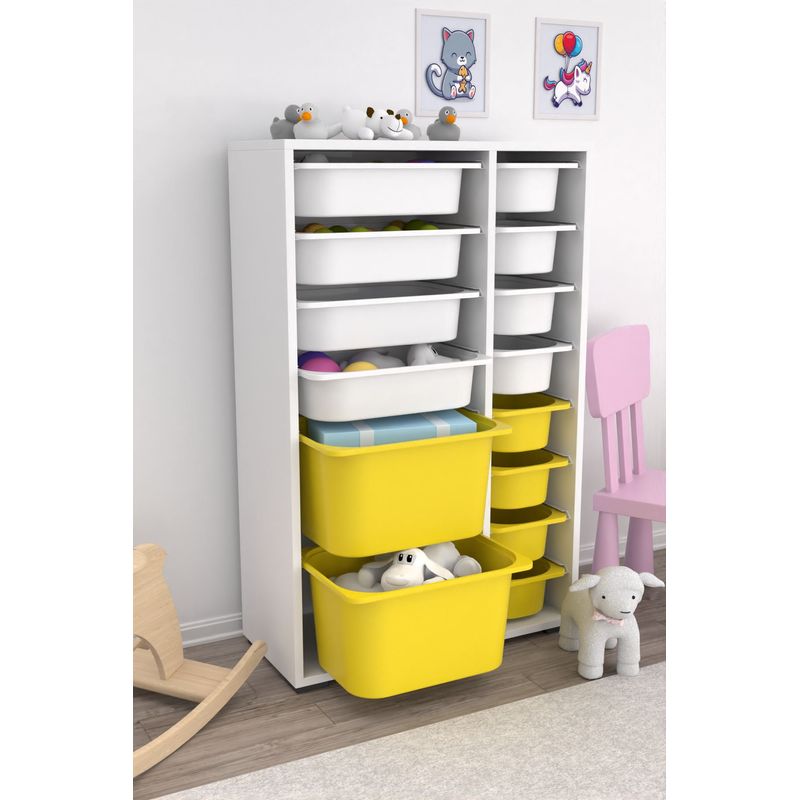Casa si Gradina - Mobilier - Organizare si depozitare - Cutii depozitare - Dulap multifunctional, Hanah Home, pal melaminat, alb galben, 69.5x30x109 cm, 768ESL1158 - Infinity.ro