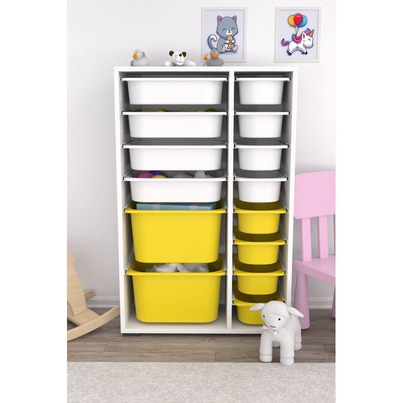 Casa si Gradina - Mobilier - Organizare si depozitare - Cutii depozitare - Dulap multifunctional, Hanah Home, pal melaminat, alb galben, 69.5x30x109 cm, 768ESL1158 - Infinity.ro