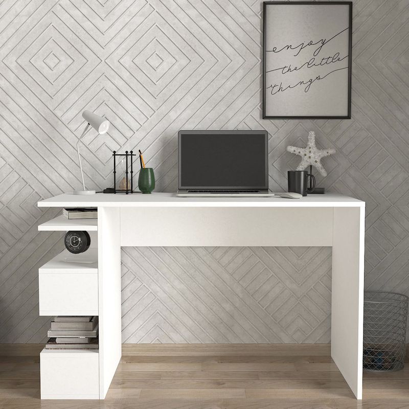 Casa si Gradina - Mobilier - Mese si birouri - Birouri - Birou de studiu, Hanah Home, pal melaminat, alb, 120x60x75 cm, 745DCD3803 - Infinity.ro
