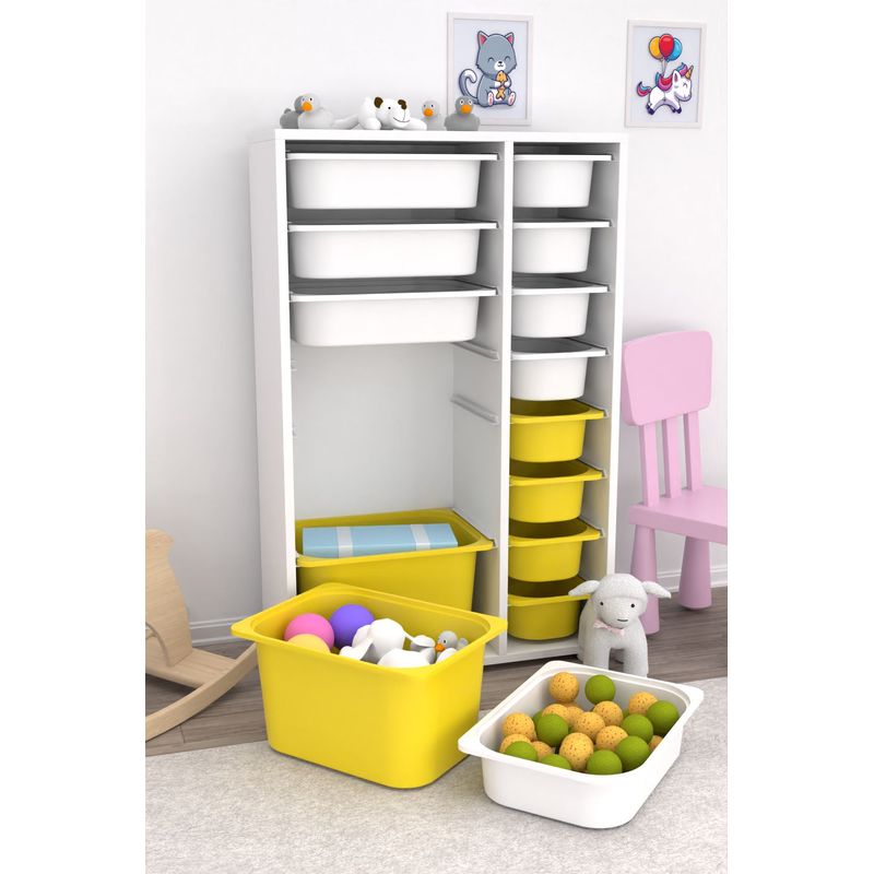 Casa si Gradina - Mobilier - Organizare si depozitare - Cutii depozitare - Dulap multifunctional, Hanah Home, pal melaminat, alb galben, 69.5x30x109 cm, 768ESL1158 - Infinity.ro