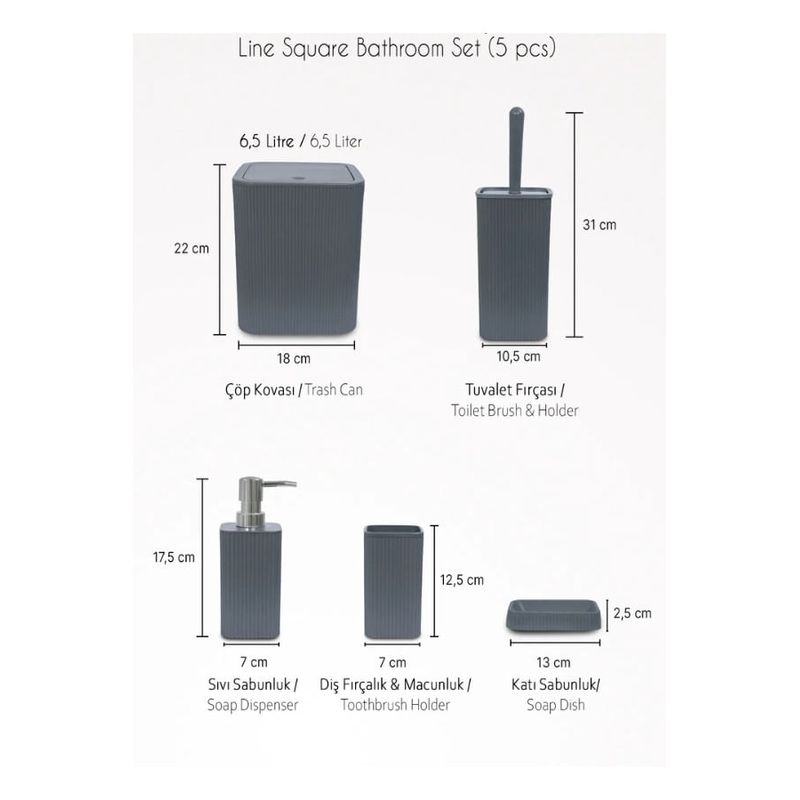 Casa si Gradina - Sanitare - Suporturi si accesorii baie - Accesorii baie - Set accesorii baie, L'essentiel Maison, plastic, alb, 5 piese - Infinity.ro