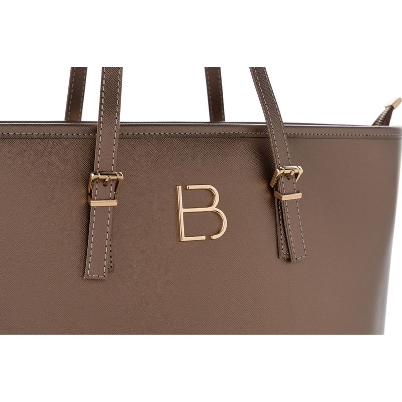 Fashion, accesorii si bijuterii - Femei - Accesorii femei - Genti si rucsacuri femei - Geanta tote, Lucky Bees, piele polivinilica, mink, 42x15x25 cm - Infinity.ro