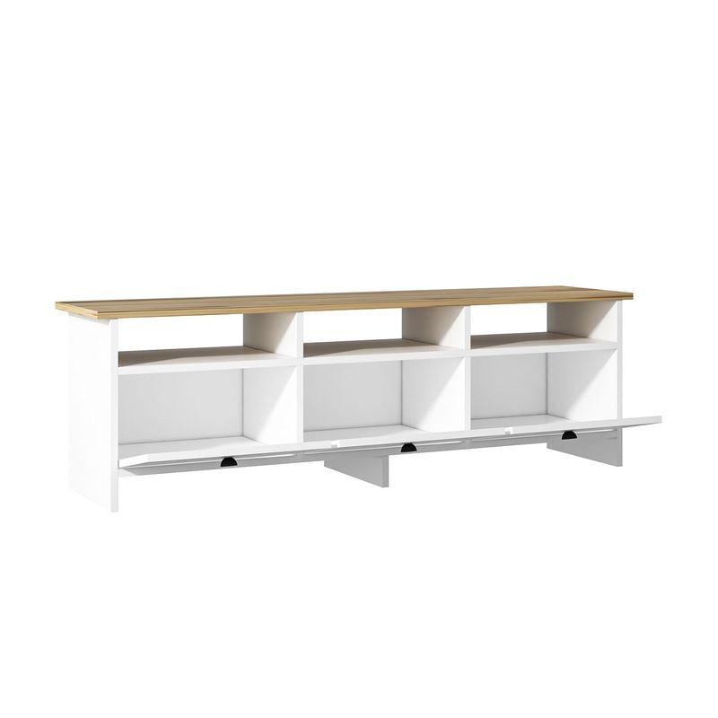 Casa si Gradina - Mobilier - Seturi de mobilier - Seturi living - Set mobilier living, Hanah Home, panou de particule melaminat, alb si stejar, 150x47x36 cm - Infinity.ro