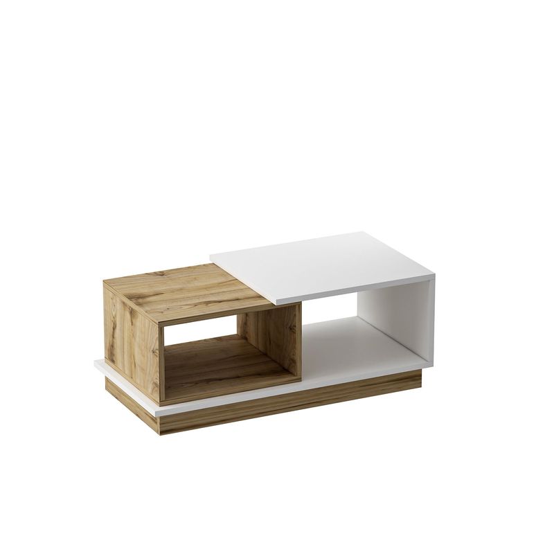 Casa si Gradina - Mobilier - Seturi de mobilier - Seturi living - Set mobilier living, Hanah Home, panou de particule melaminat, alb si stejar, 150x47x36 cm - Infinity.ro