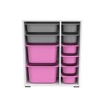 Casa si Gradina - Mobilier - Organizare si depozitare - Cutii depozitare - Dulap multifunctional, Hanah Home, pal melaminat, alb gri roz, 69.5x30x83 cm - Infinity.ro