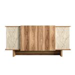 Casa si Gradina - Mobilier - Comode si corpuri - Console - Consola, Hanah Home, pal melaminat, travertin si nuc, 180x40x81 cm - Infinity.ro