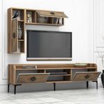 Casa si Gradina - Mobilier - Seturi de mobilier - Seturi living - Set mobilier living, Hanah Home, pal melaminat, nuc si albastru, 180x52x35 cm - Infinity.ro