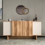 Casa si Gradina - Mobilier - Comode si corpuri - Console - Consola, Hanah Home, pal melaminat, nisip si nuc, 180x40x81 cm - Infinity.ro