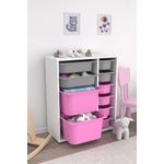 Casa si Gradina - Mobilier - Organizare si depozitare - Cutii depozitare - Dulap multifunctional, Hanah Home, pal melaminat, alb gri roz, 69.5x30x83 cm - Infinity.ro