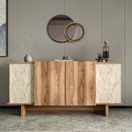 Casa si Gradina - Mobilier - Comode si corpuri - Console - Consola, Hanah Home, pal melaminat, travertin si nuc, 180x40x81 cm - Infinity.ro