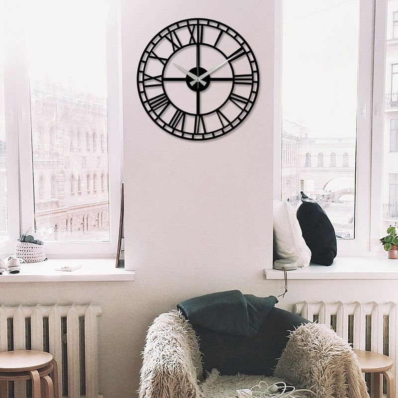 Casa si Gradina - Decoratiuni - Ceasuri - Ceas de perete decorativ, Wallxpert, metal, negru, 48x48 cm, 279ENZ1402 - Infinity.ro