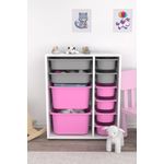 Casa si Gradina - Mobilier - Organizare si depozitare - Cutii depozitare - Dulap multifunctional, Hanah Home, pal melaminat, alb gri roz, 69.5x30x83 cm - Infinity.ro