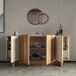 Casa si Gradina - Mobilier - Comode si corpuri - Console - Consola, Hanah Home, pal melaminat, travertin si nuc, 180x40x81 cm - Infinity.ro