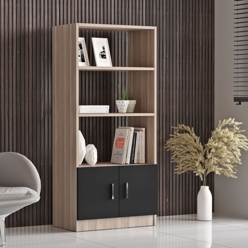 Casa si Gradina - Mobilier - Mese si birouri - Birouri - Set mobilier birou, Hanah Home, pal melaminat, stejar si negru, 4 piese - Infinity.ro