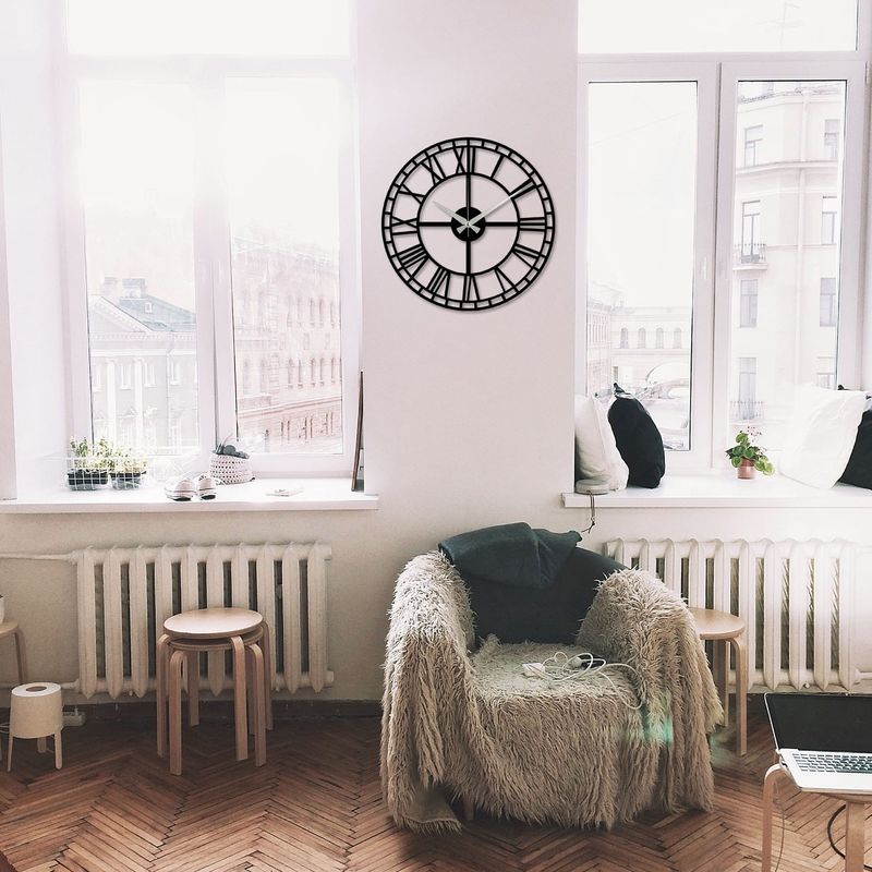 Casa si Gradina - Decoratiuni - Ceasuri - Ceas de perete decorativ, Wallxpert, metal, negru, 48x48 cm, 279ENZ1402 - Infinity.ro