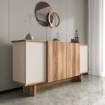 Casa si Gradina - Mobilier - Comode si corpuri - Console - Consola, Hanah Home, pal melaminat, nisip si nuc, 180x40x81 cm - Infinity.ro