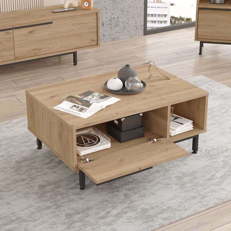 Casa si Gradina - Mobilier - Seturi de mobilier - Seturi living - Set mobilier living, Hanah Home, pal melaminat, stejar, picioare metalice, 956LCS2532 - Infinity.ro