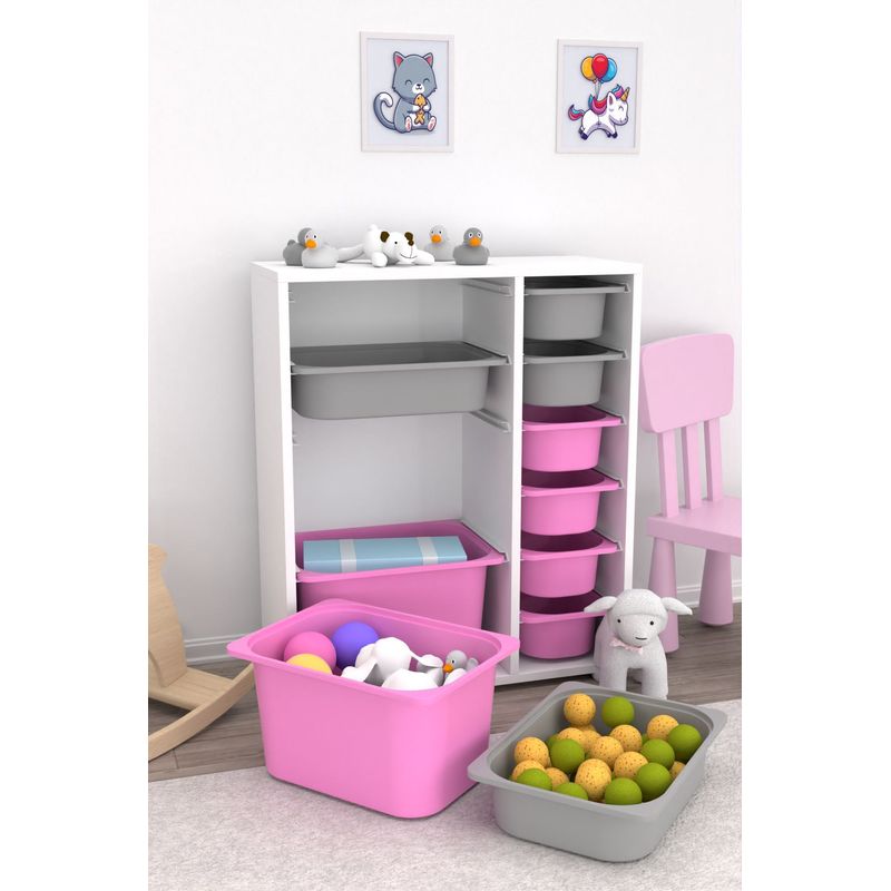Casa si Gradina - Mobilier - Organizare si depozitare - Cutii depozitare - Dulap multifunctional, Hanah Home, pal melaminat, alb gri roz, 69.5x30x83 cm - Infinity.ro