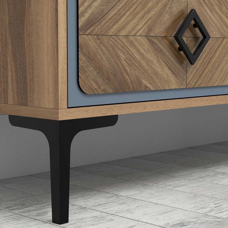Casa si Gradina - Mobilier - Seturi de mobilier - Seturi living - Set mobilier living, Hanah Home, pal melaminat, nuc si albastru, 180x52x35 cm - Infinity.ro