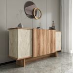 Casa si Gradina - Mobilier - Comode si corpuri - Console - Consola, Hanah Home, pal melaminat, travertin si nuc, 180x40x81 cm - Infinity.ro