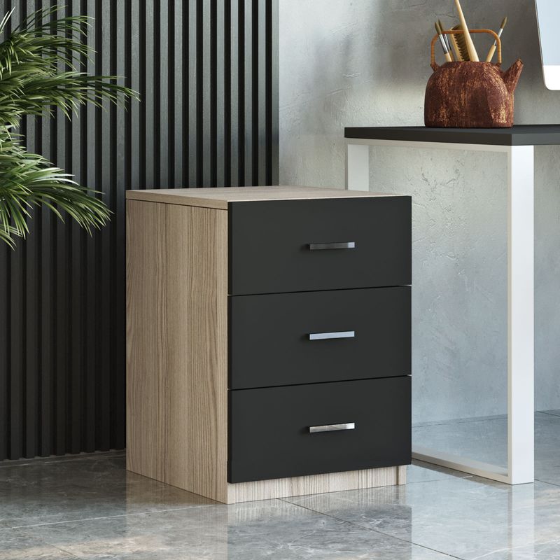 Casa si Gradina - Mobilier - Mese si birouri - Birouri - Set mobilier birou, Hanah Home, pal melaminat, stejar si negru, 4 piese - Infinity.ro