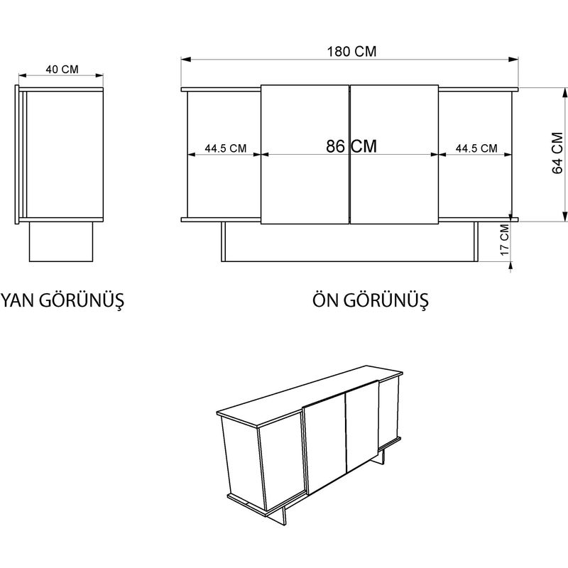 Casa si Gradina - Mobilier - Comode si corpuri - Console - Consola, Hanah Home, pal melaminat, travertin si nuc, 180x40x81 cm - Infinity.ro